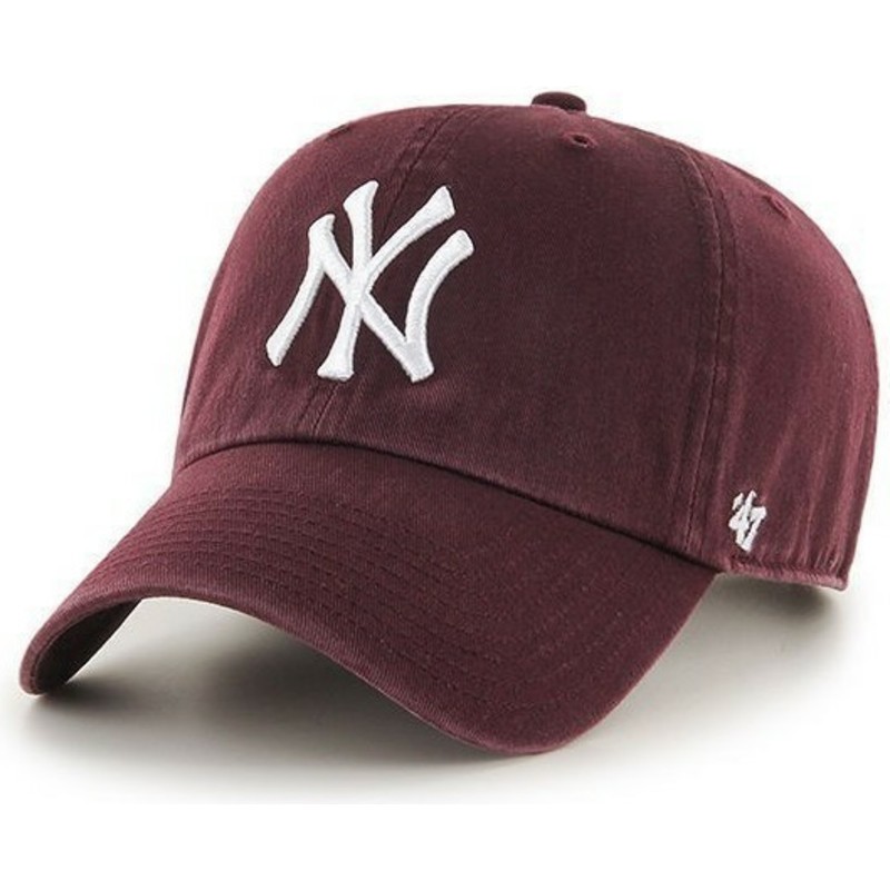 47-brand-curved-brim-new-york-yankees-mlb-clean-up-maroon-cap
